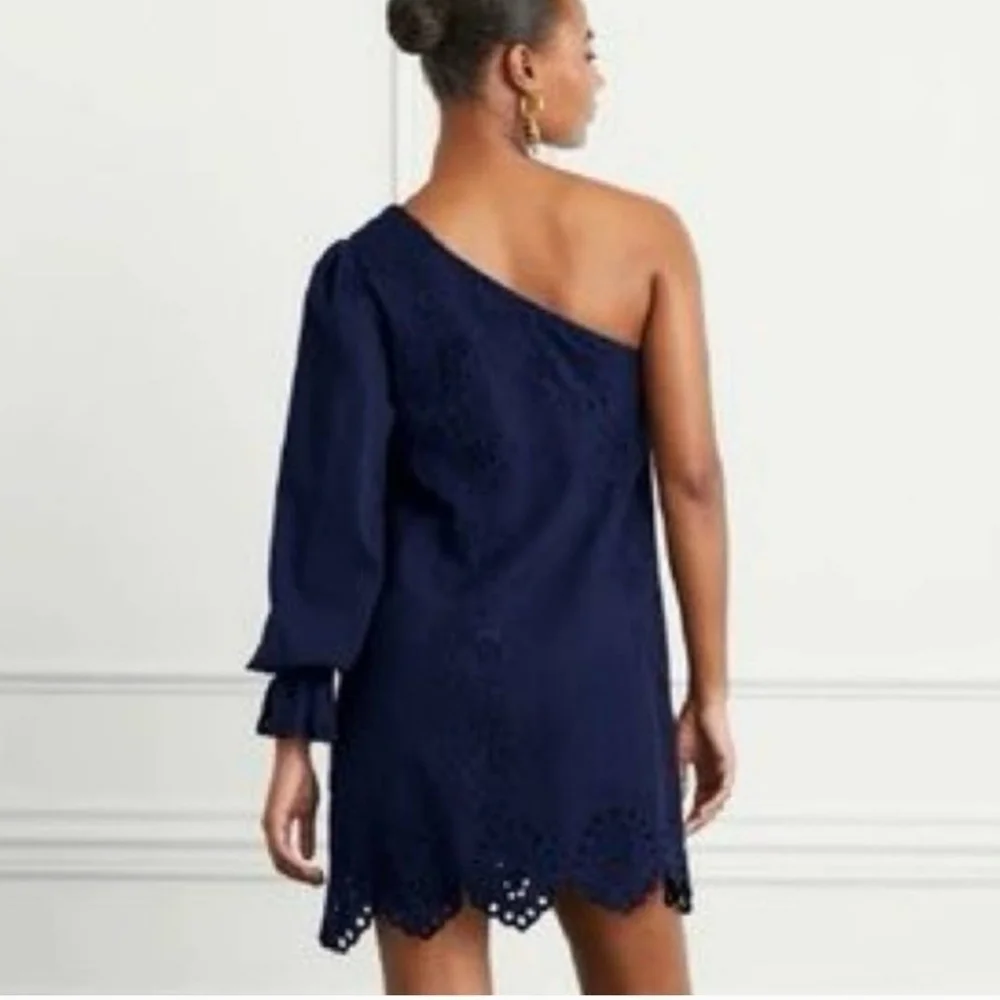 NWT Hill House The Mila women's navy cotton linen one hand lace trim dress XXS - Picture 5 of 9
